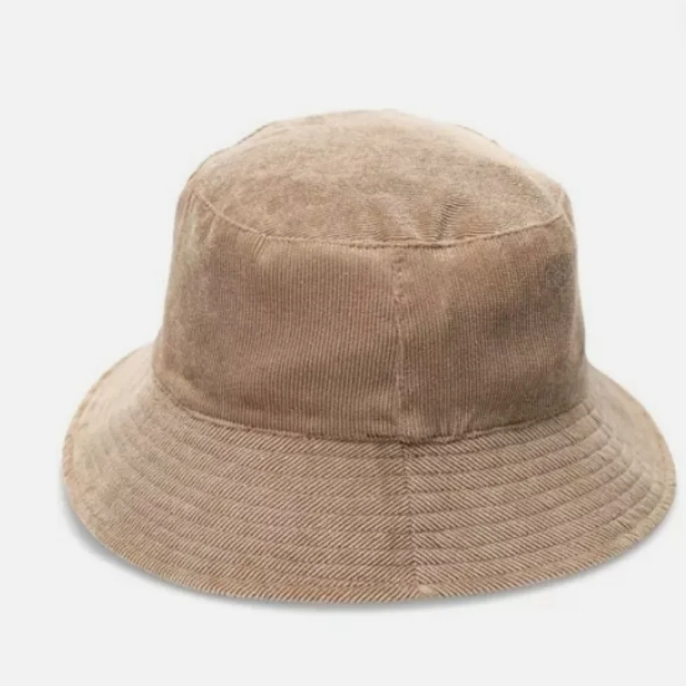 Jenni Reversible Corduroy & Plaid Bucket Hat NWT Brown/Tan OS - Picture 3 of 10